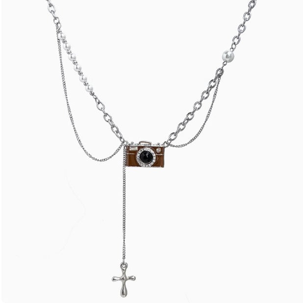 Women's Vintage Brown Camera For Design Personalized Hip Hop Necklaces