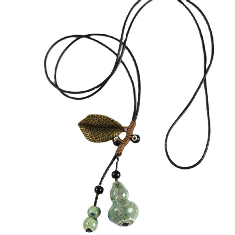 Sweater Chain Long Leaf Calabash Pendent Necklaces