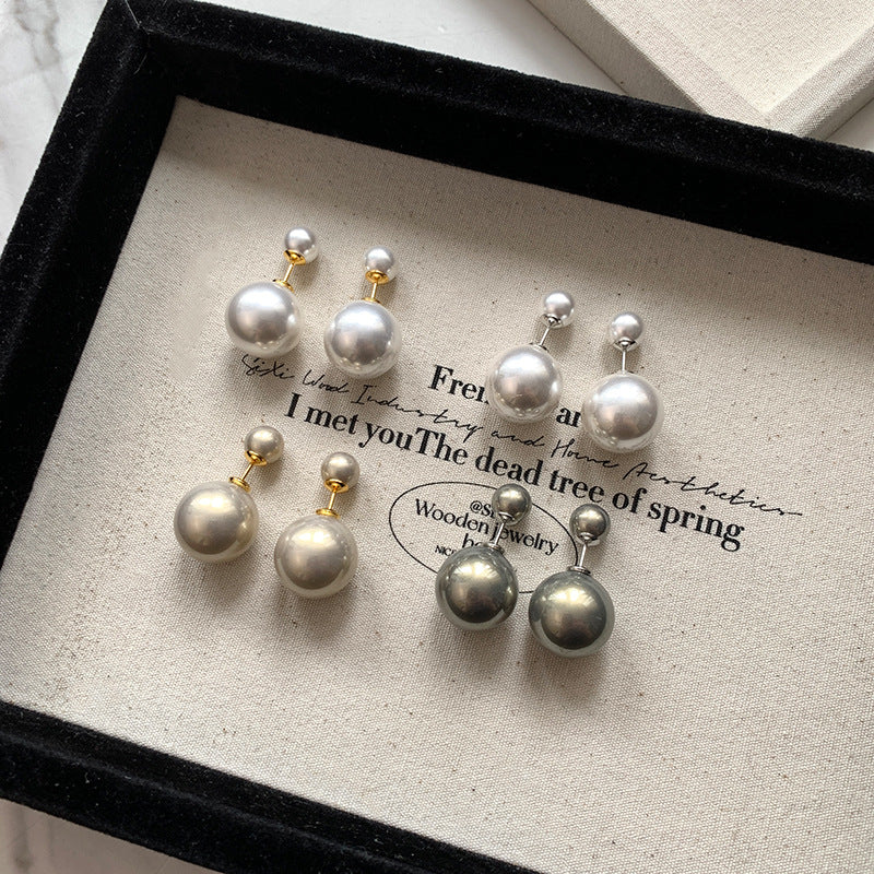 Big Small Balls Two Sides Pearl Earrings