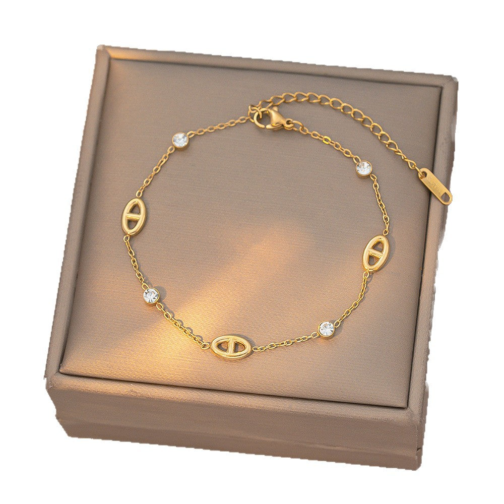 Diamond Pig Nose Female Niche Advanced Design Cute Style Bracelet