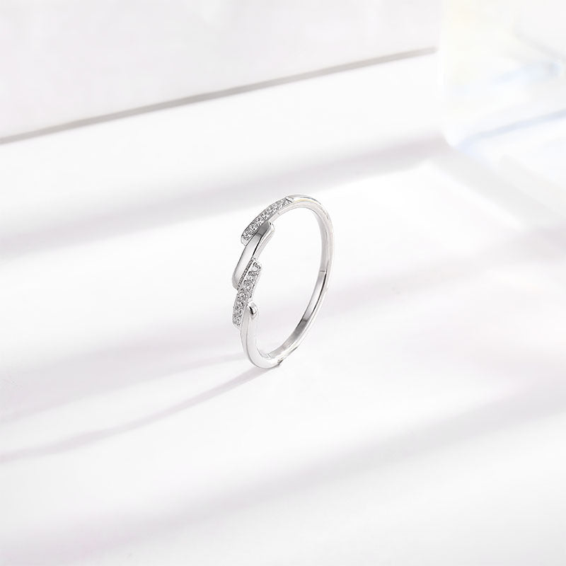 Elegant High-grade Oblique Row Micro Rhinestone Titanium Steel Female Rings