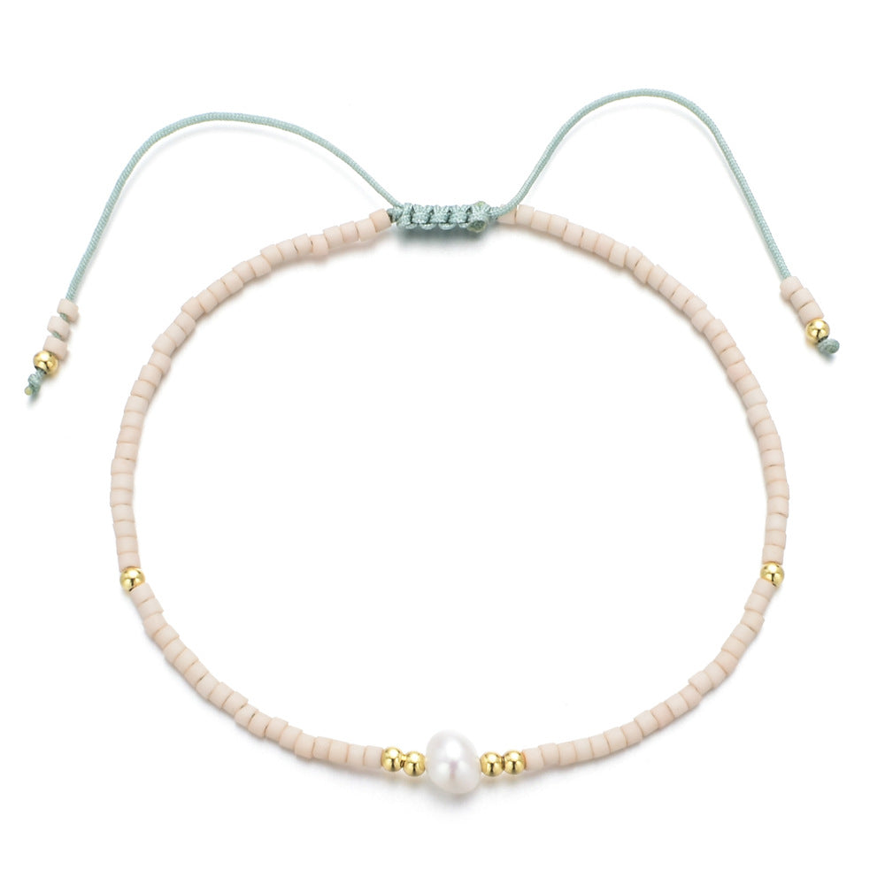 Single Japonica Rice Beads Female Adjustable Bracelets