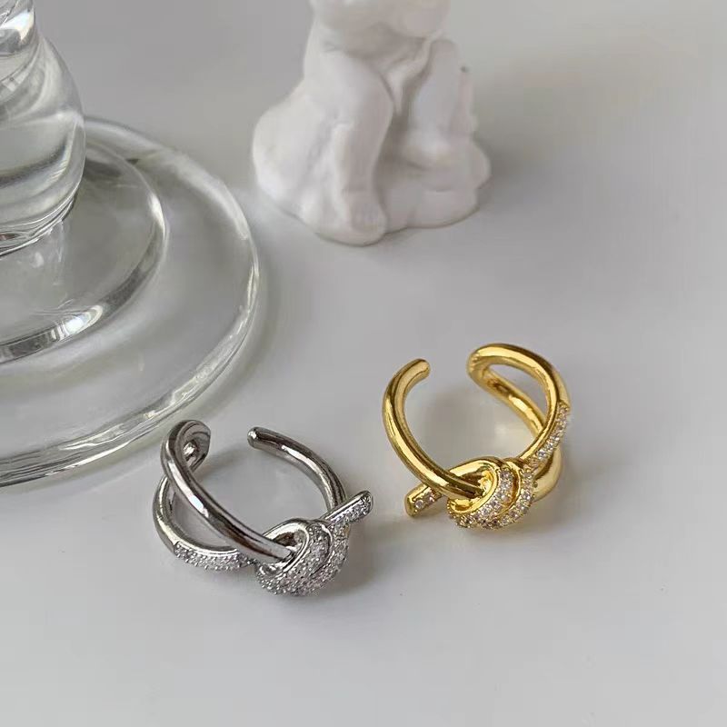 All Match Zircon Knotted Irregular Open Rings