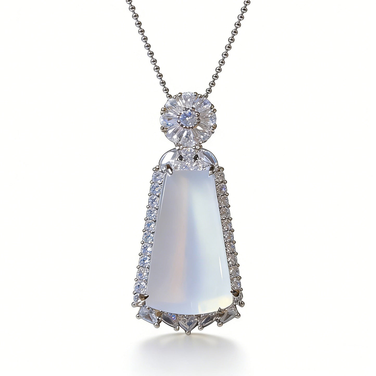 Natural High Ice Chalcedony Tranquility Peace Plate Light Luxury Agate Pendant