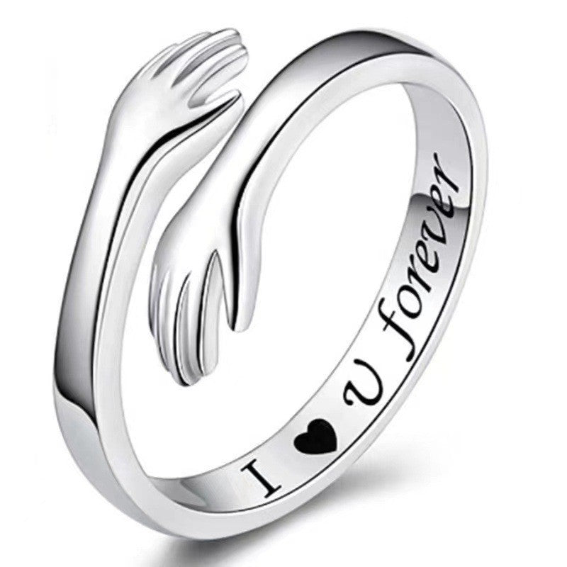 Hands Hug Female Fashion English Letters Rings