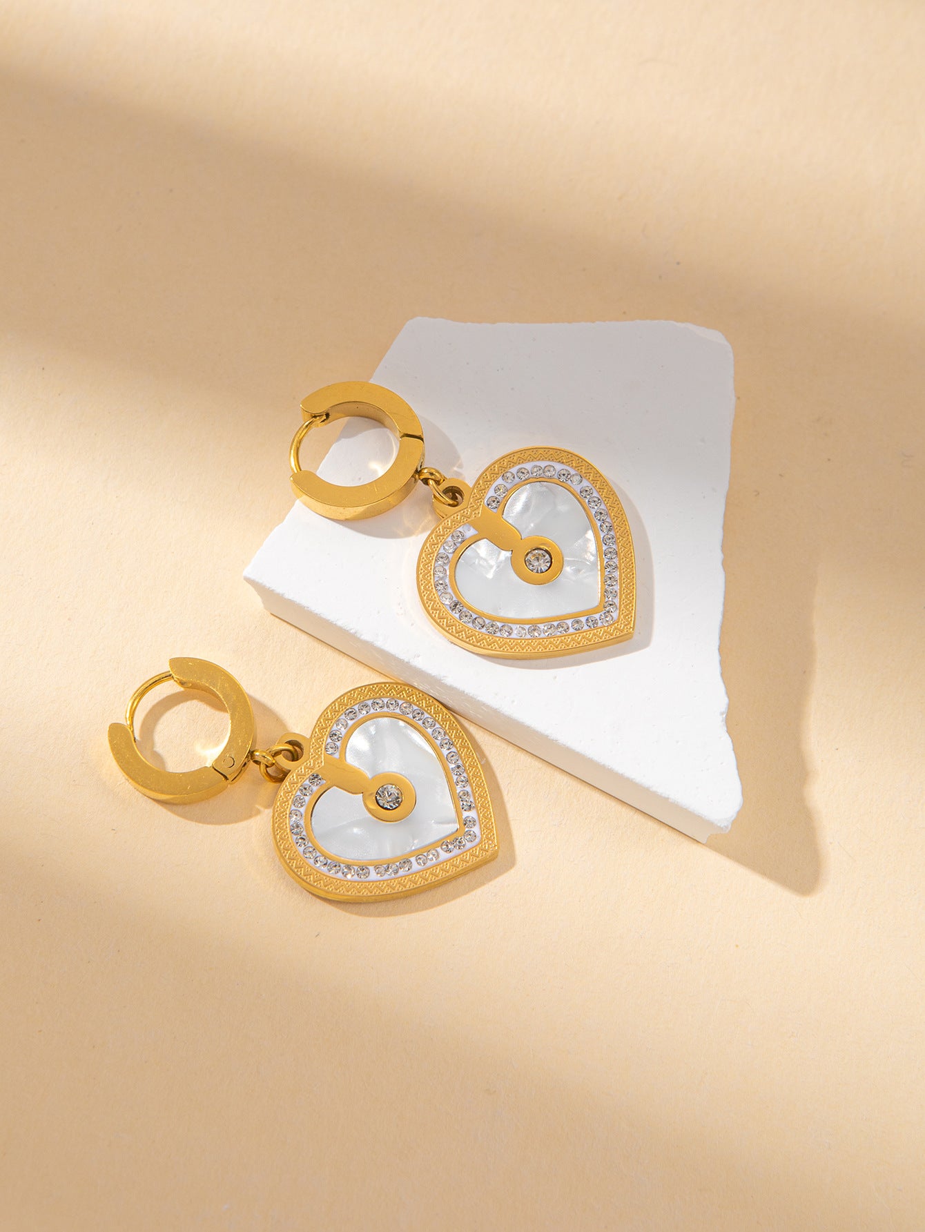 Women's Female With Hearts Zircon Light Luxury Design Earrings