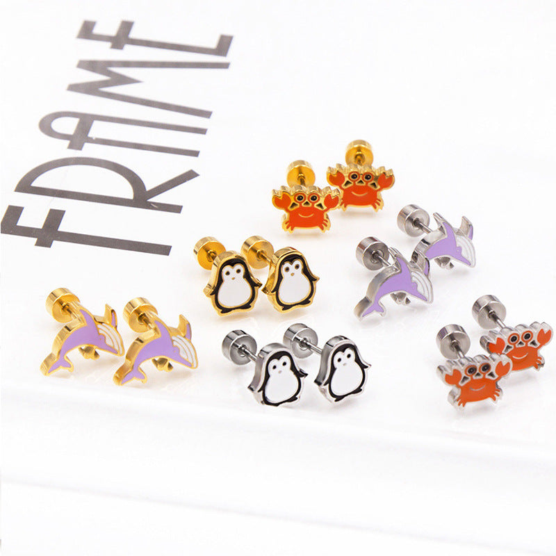 Women's Personality Cute Rabbit Stainless Steel Style Earrings