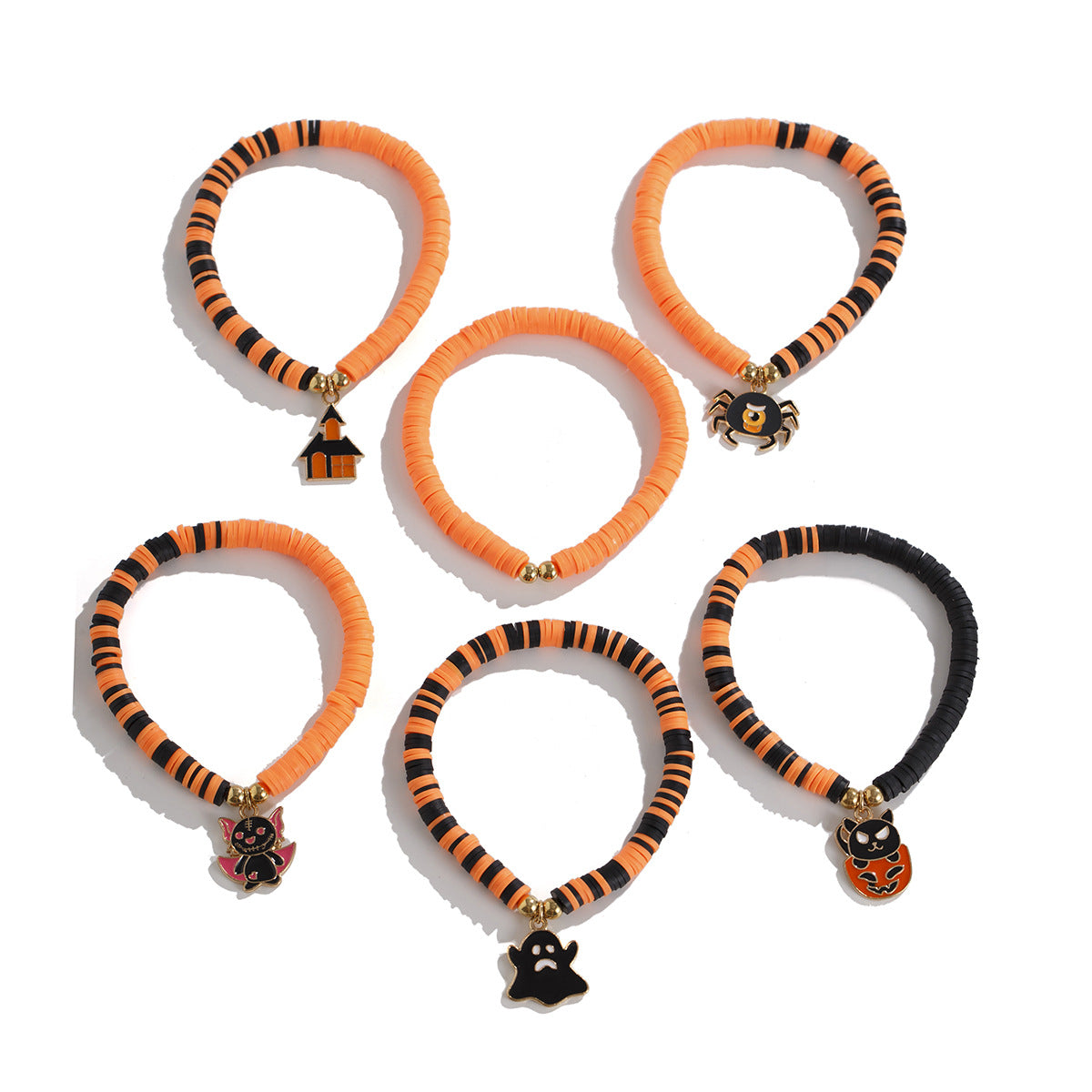 Ornament Halloween Pumpkin Polymer Clay Punk Alloy Bracelets