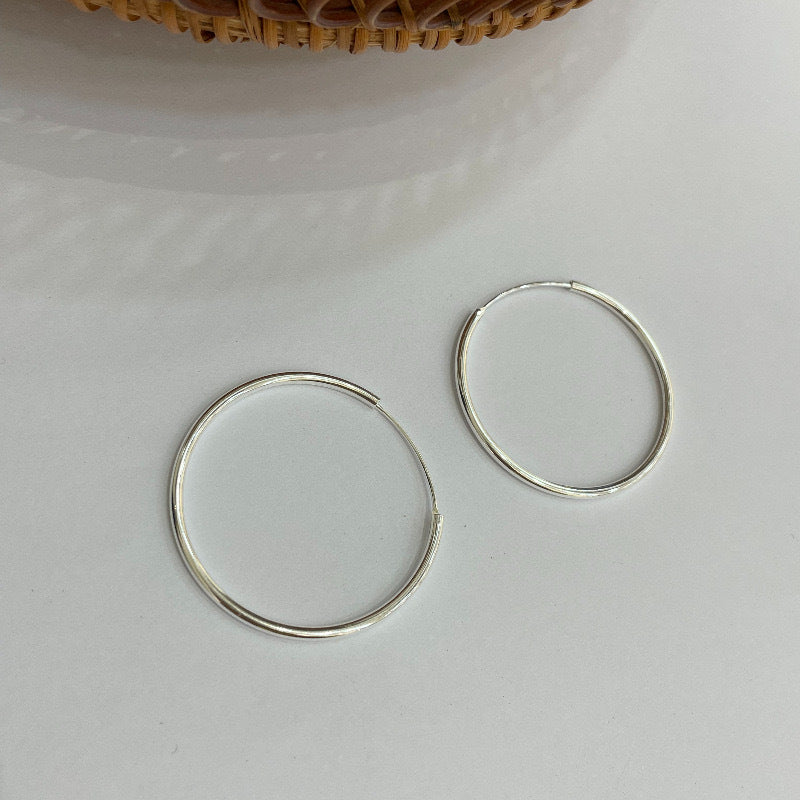 Women's Sterling Sier Bold Big Circle Simple Earrings