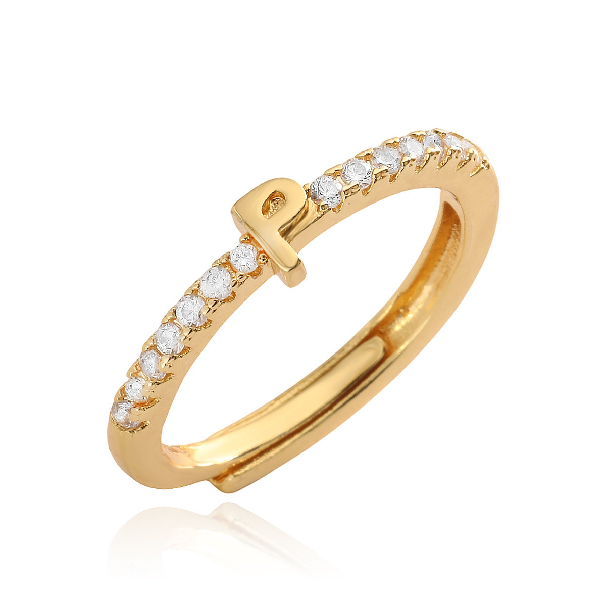 Simple Light Luxury Gold Zircon English Rings