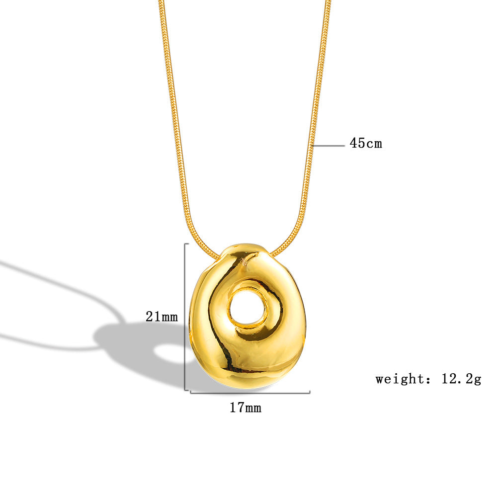 Balloon Bubble Chubby Letter Copper Plated Necklaces