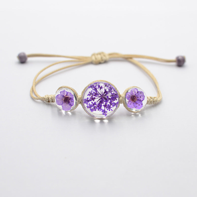 Women's Simple Hand-woven Jewelry Dried Flower Ceramic Bracelets