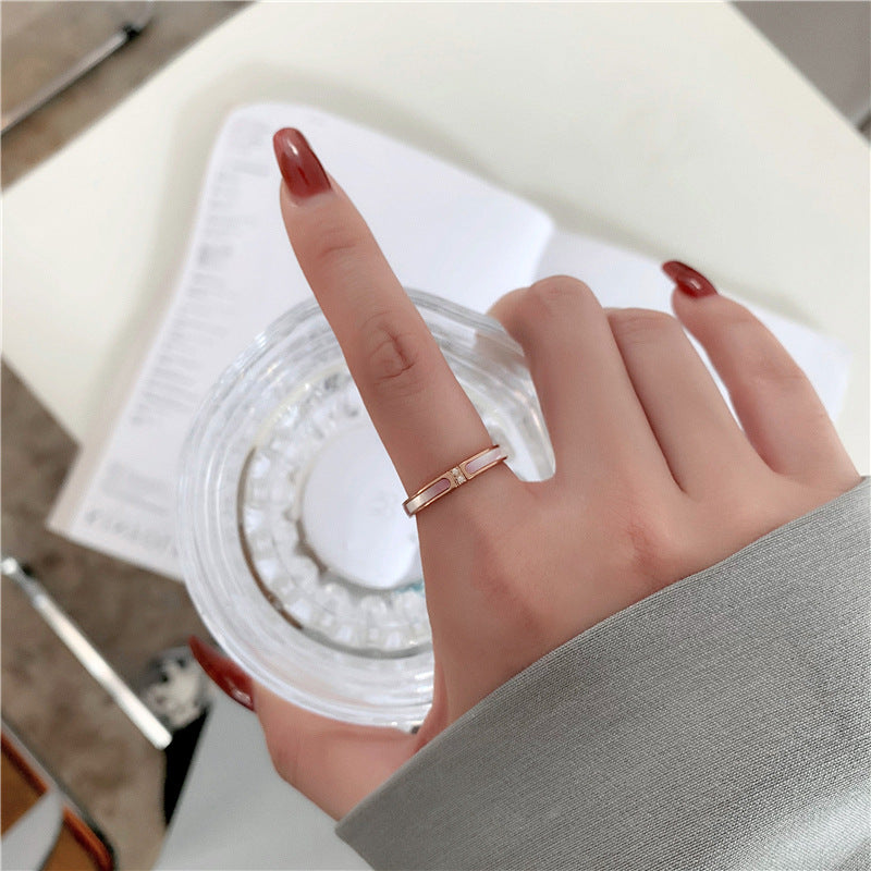 Powder Titanium Steel Rose Gold Plated Tail Index Rings