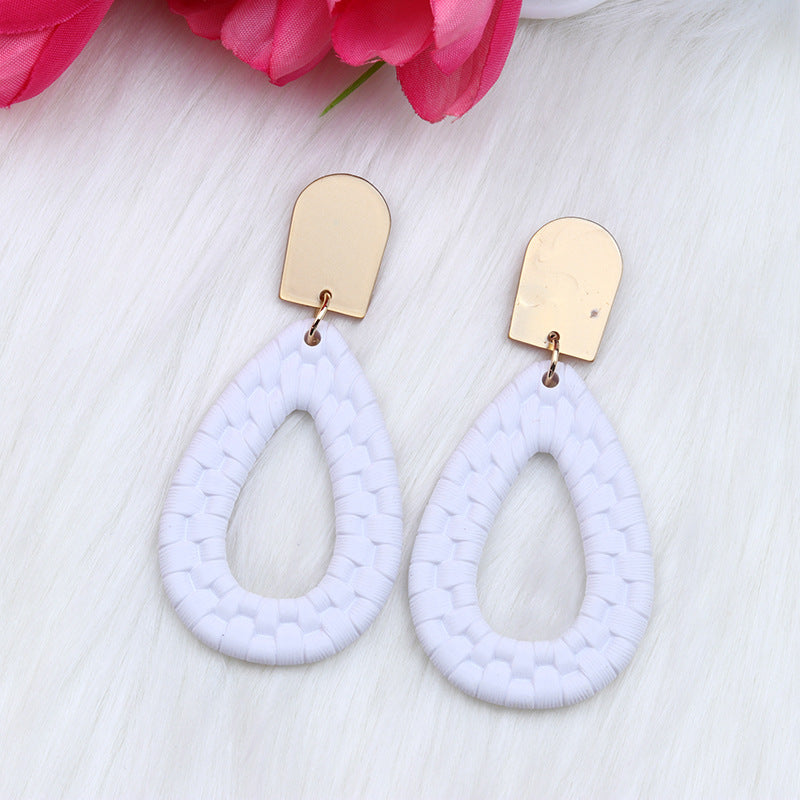 Women's Woven Pattern Drop-shaped Hollow Ear Acrylic Earrings