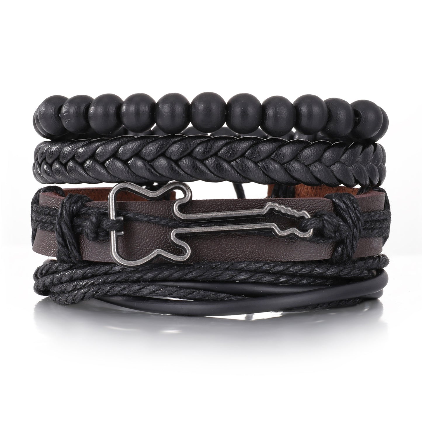 Men's Series Woven Leather Coconut Shell Hemp Bracelets