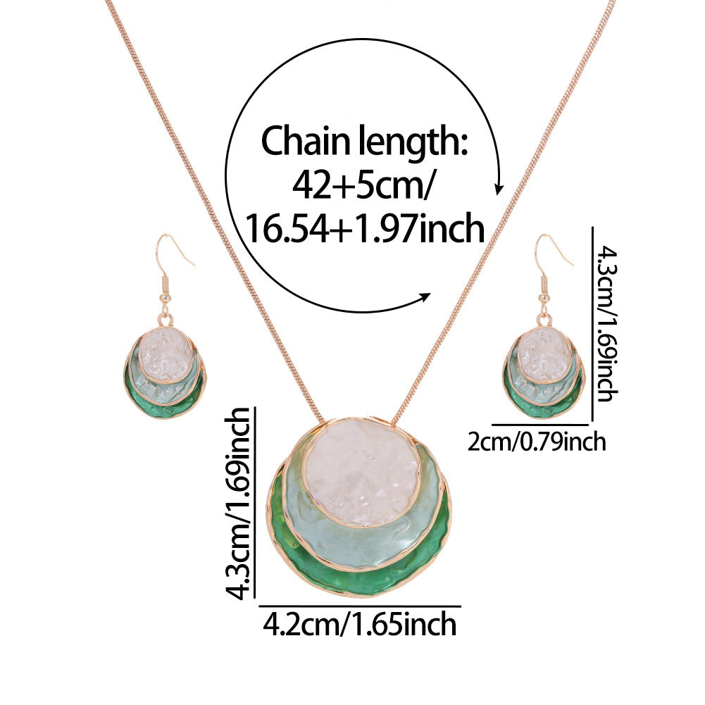 Women's Fashion Bohemian Enamel Geometric Round Party Jewelry Set
