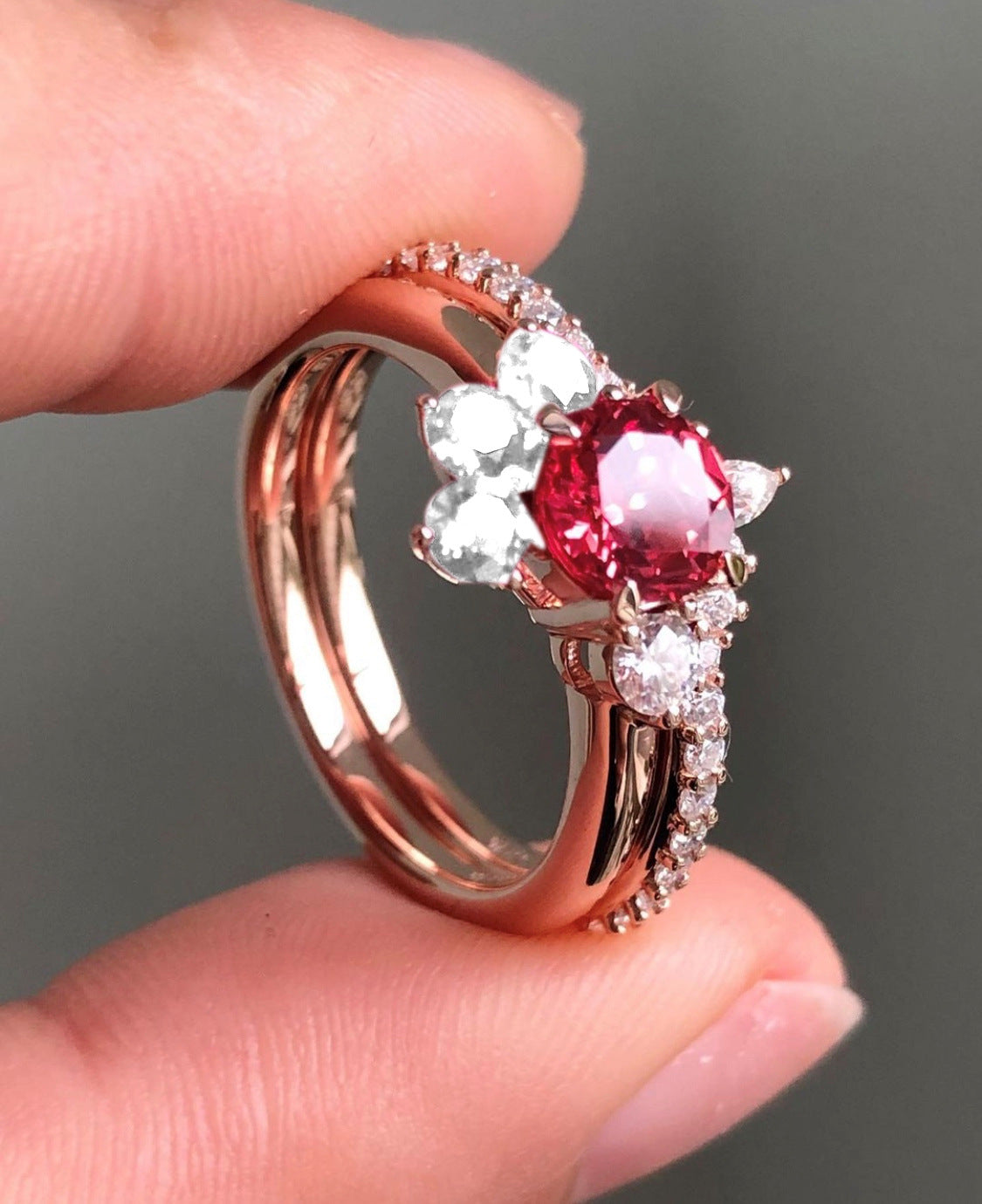 Zircon Rose Gold Color Gemstone Diamond Rings