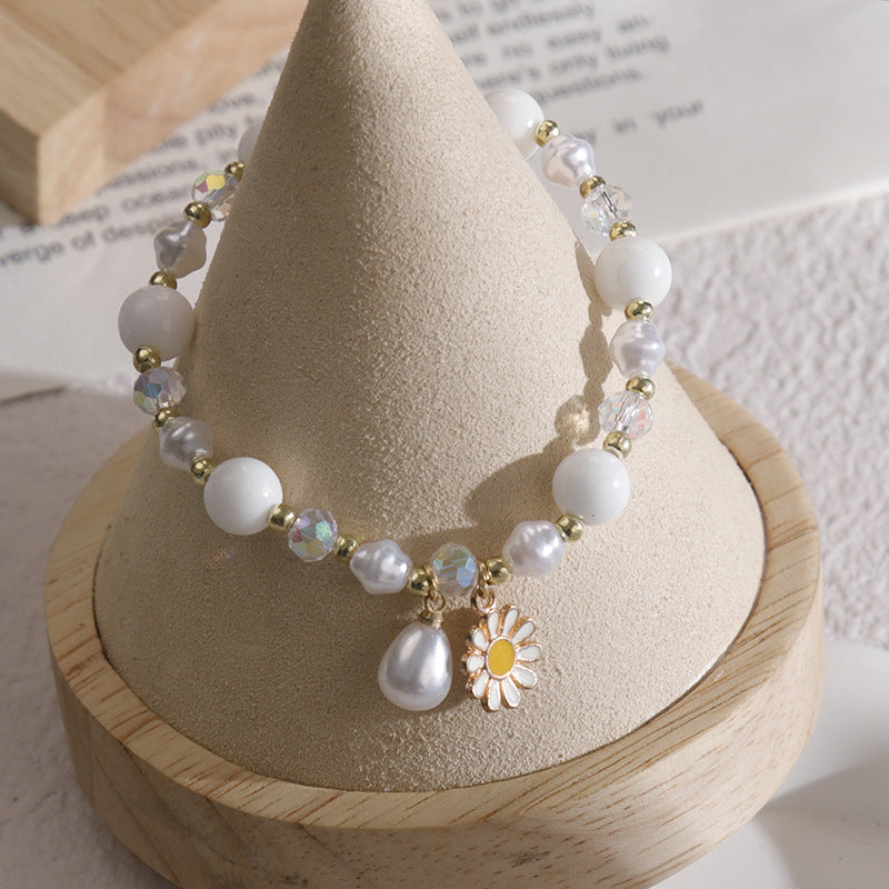 Clothing Glass Floral Beads Fresh Pastoral Tourist Attractions Elastic Bracelets