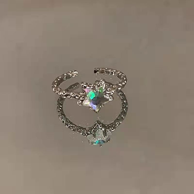 Fantasy Gradient Female Niche Design Five-pointed Star Index Rings