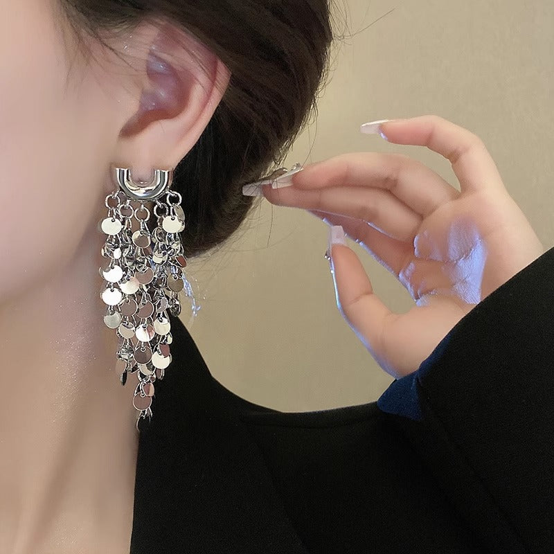 Women's Metal Sequins Tassel For Design Light Luxury Earrings