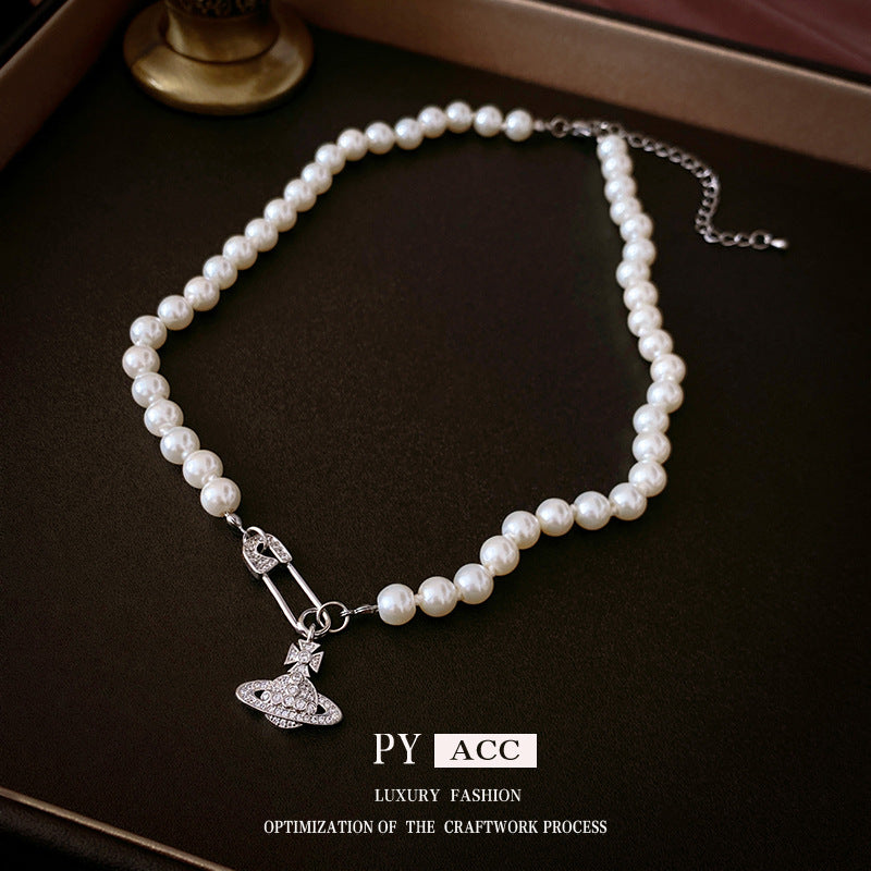 Planet Pin Pearl Fashion High Sense Necklaces