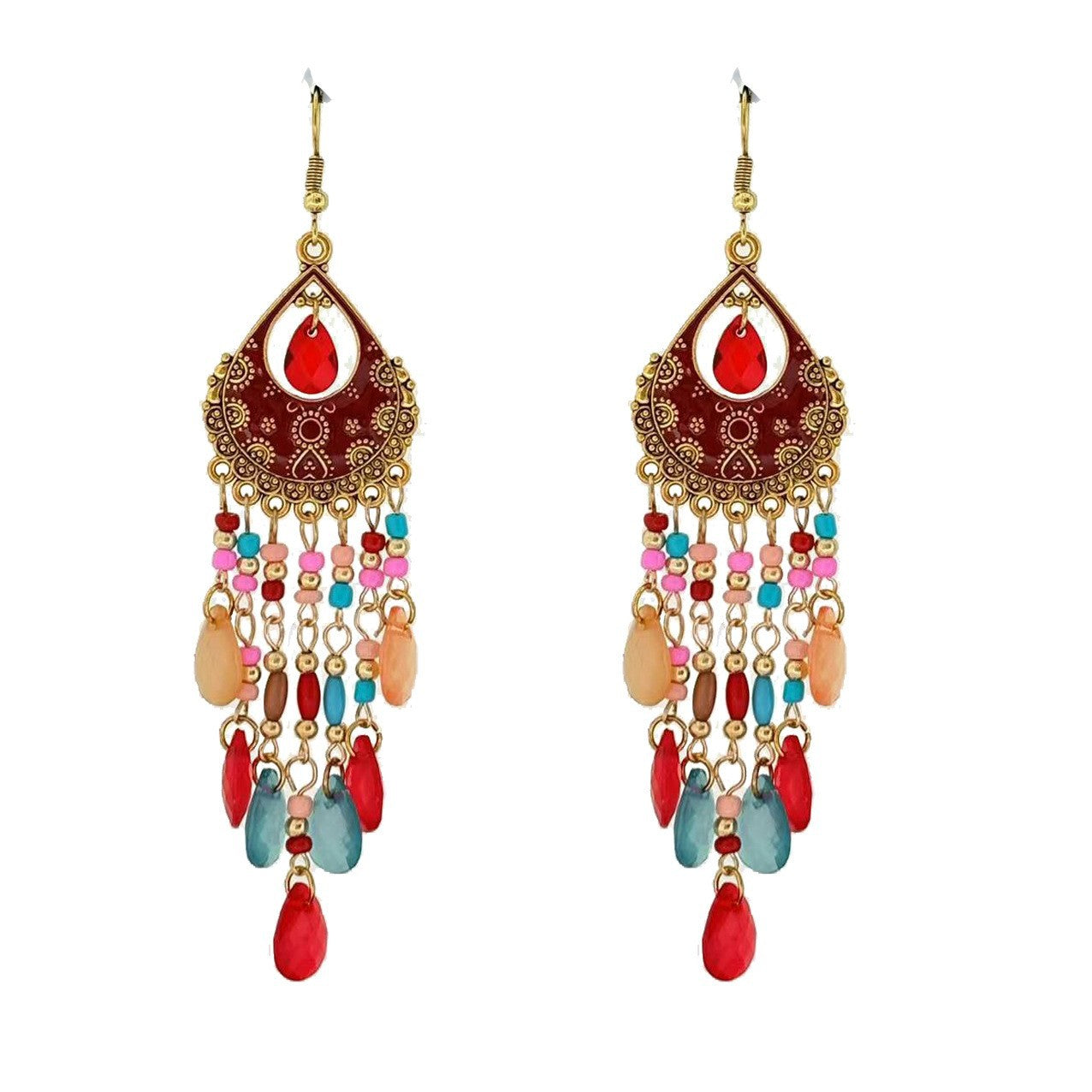 Women's Bohemian Seaside Holiday National Style Crystal Exaggerated Earrings
