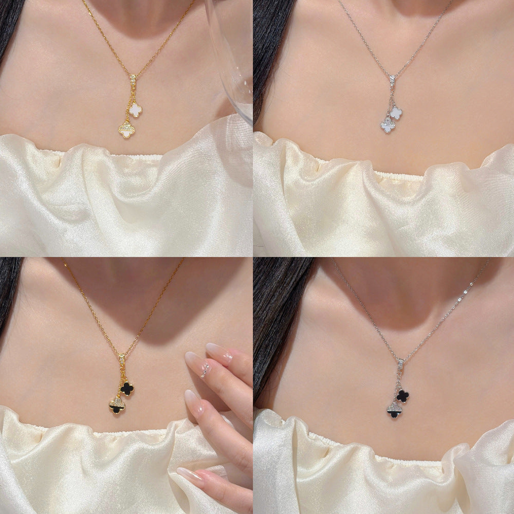 Double Lucky Four-leaf Clover Female Refined Necklaces