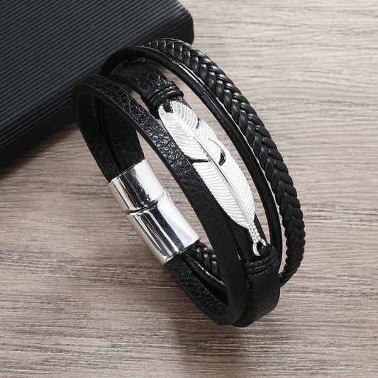 Feather Alloy Magnetic Buckle Punk Trendy Bracelets