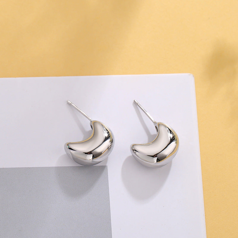 Simple Semicircle Metal Glossy Small Ear Earrings