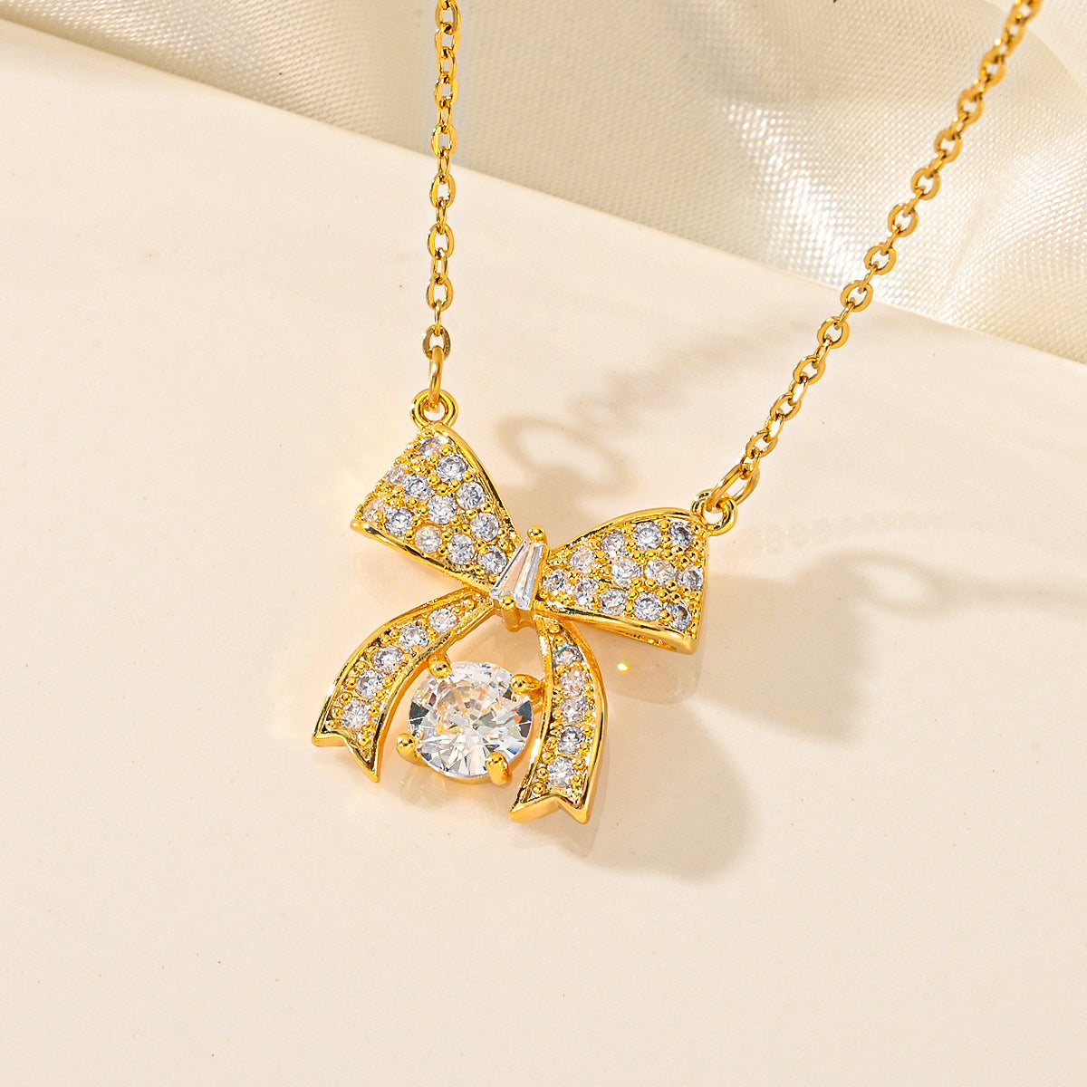 Women's Regular Chain Gang Drill Electroplated Bow Necklaces
