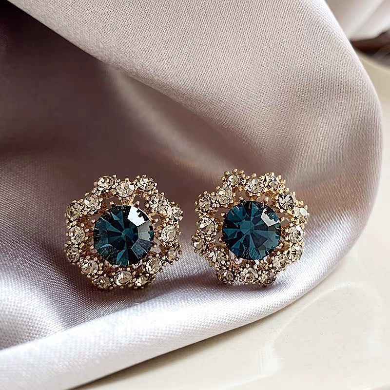 Round Blue Zircon Flower Exquisite Trendy Rings