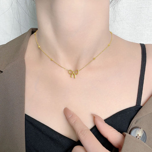 Women's Bow Titanium Steel For Gold Starry Necklaces