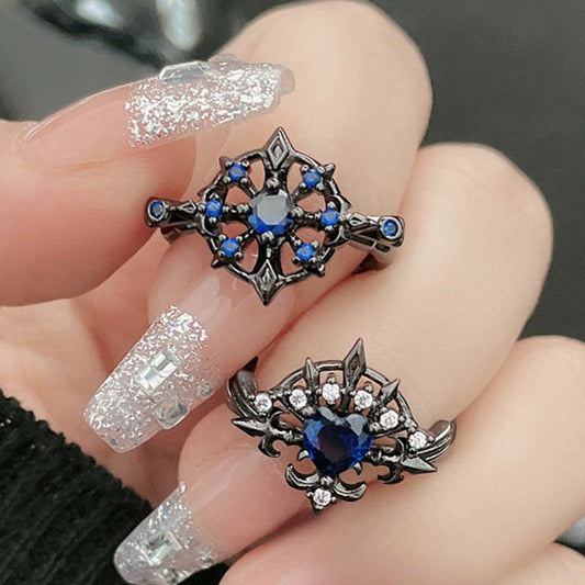 Diamond Open Female Retro Minority Personality Bow Rings