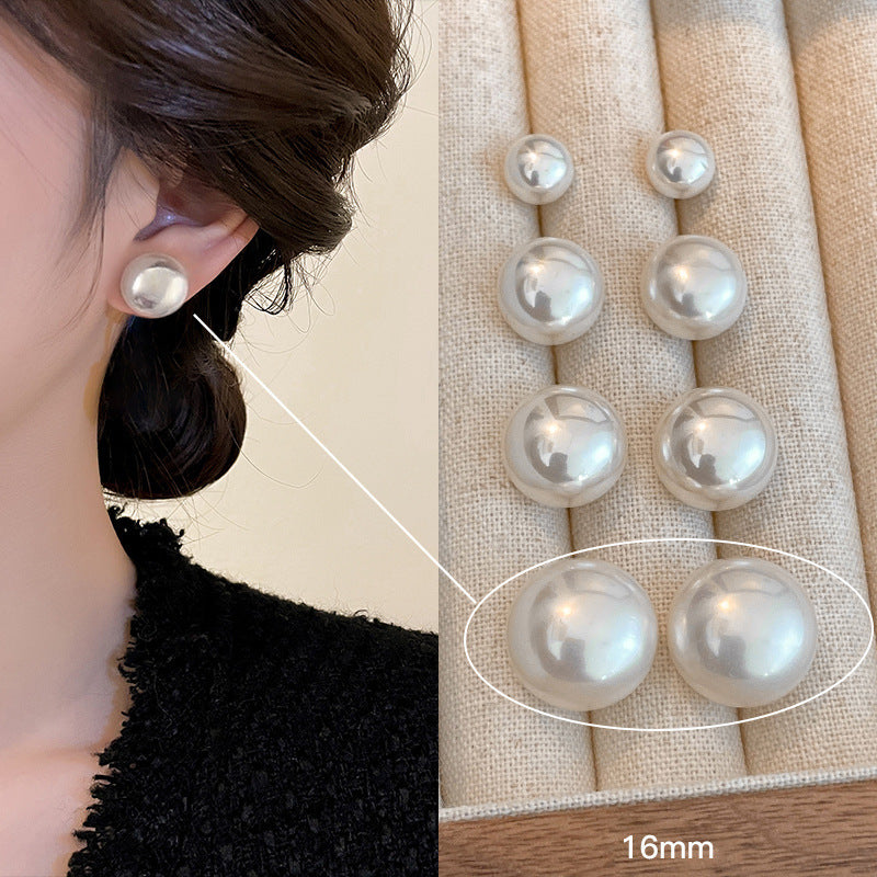 Pink Steamed Bread Pearl Female Ear Clip Earrings