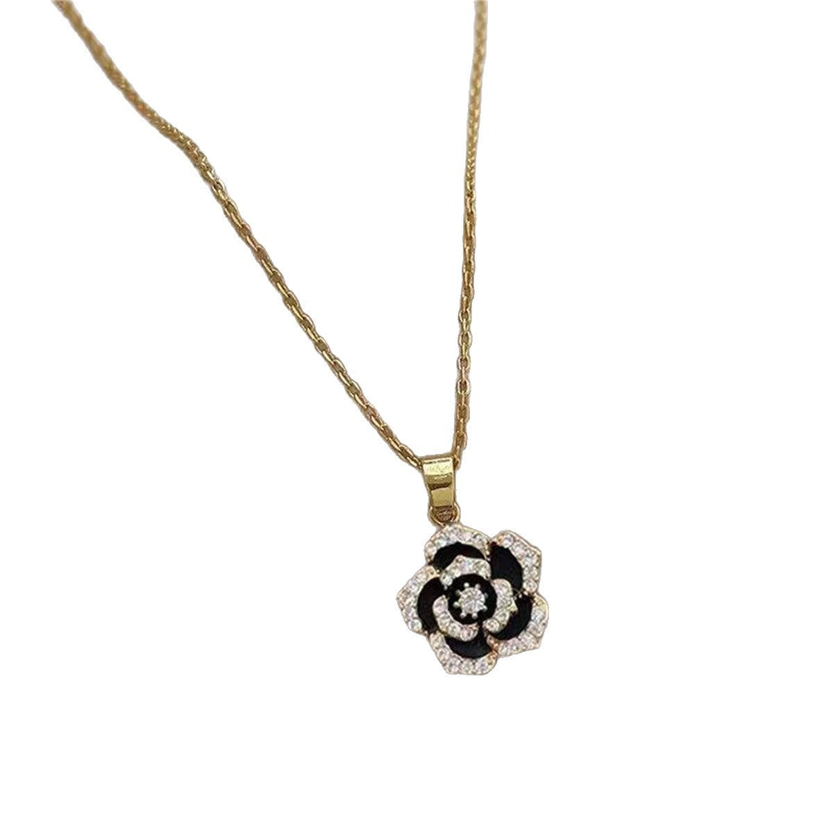Niche Black Camellia Female Clavicle Chain Necklaces