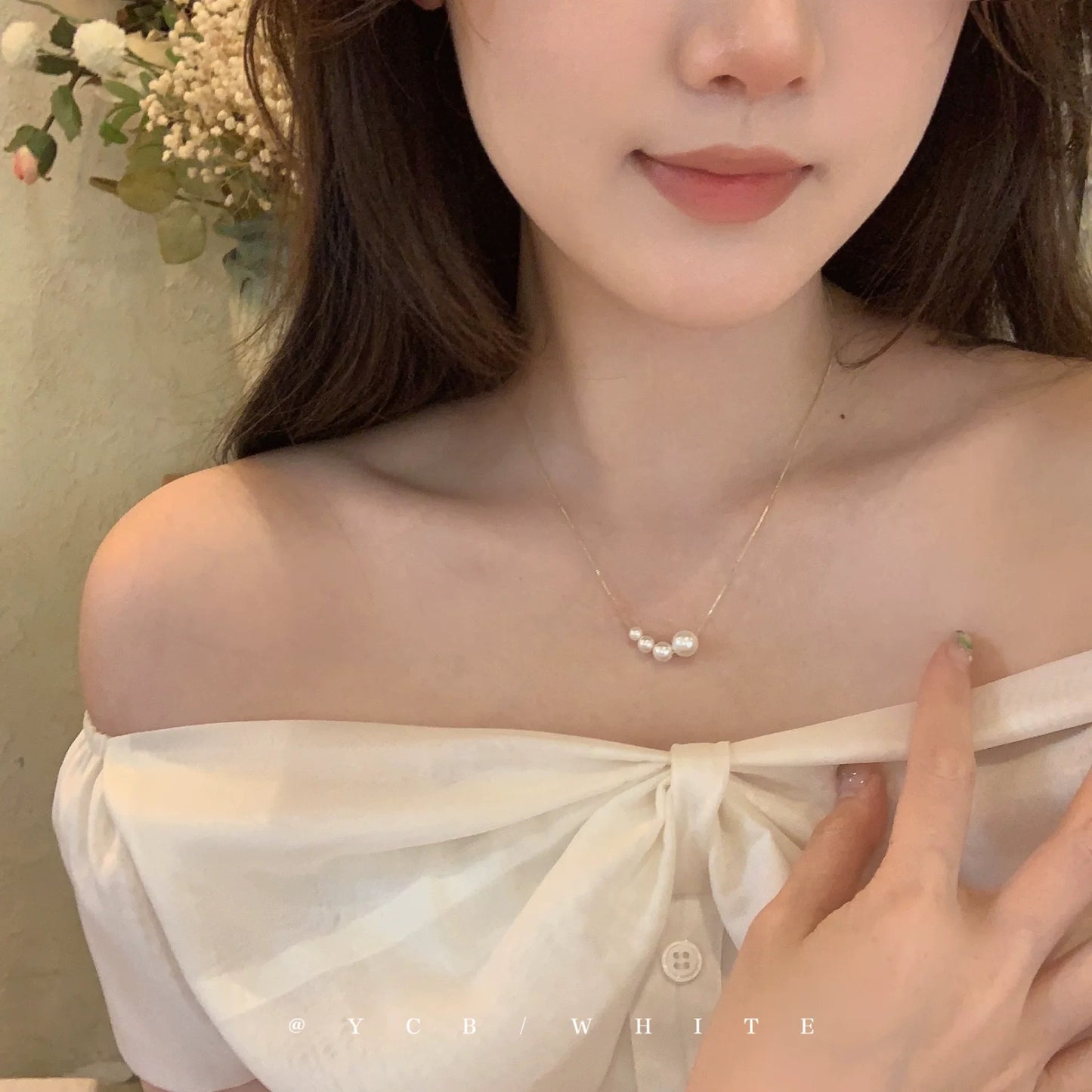 Niche Design Imitation Pearl Exquisite High Sense Sweet Elegance Snake Necklace