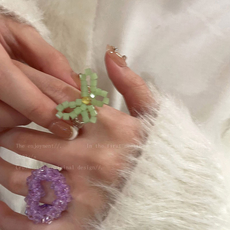 Butterfly Beaded Female Fashion Adjustable Personalized Rings