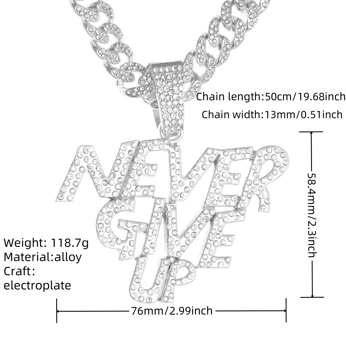 Hop Alloy Full Diamond Exaggerated Dripping Necklaces