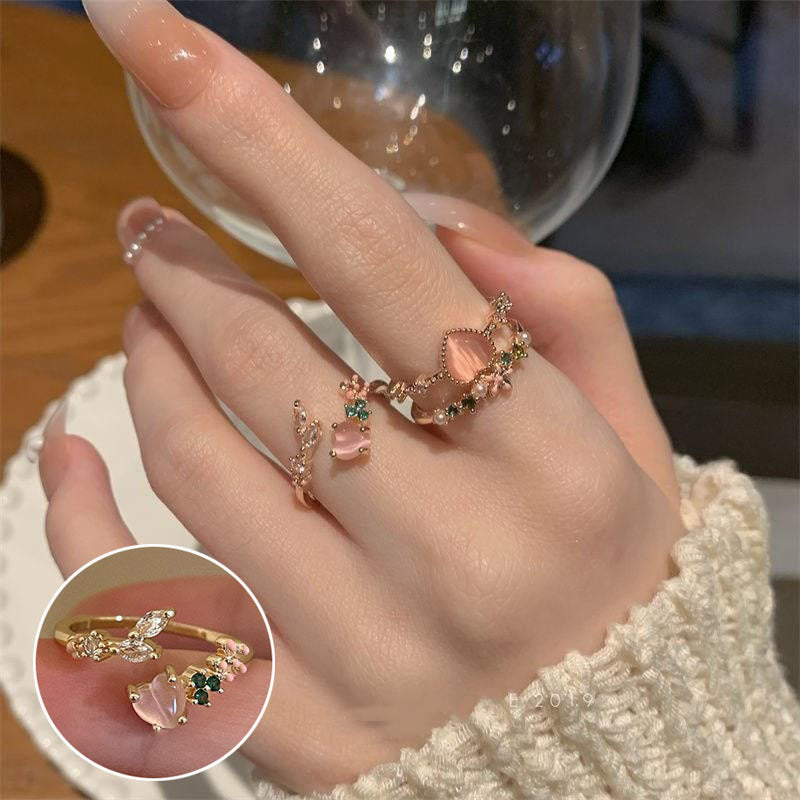 Female Korean Chic Unique Geometric Grid Sier Rings