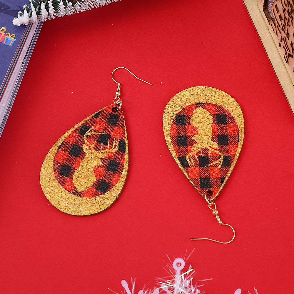 Snowman Black Red Plaid Elk Water Pendants