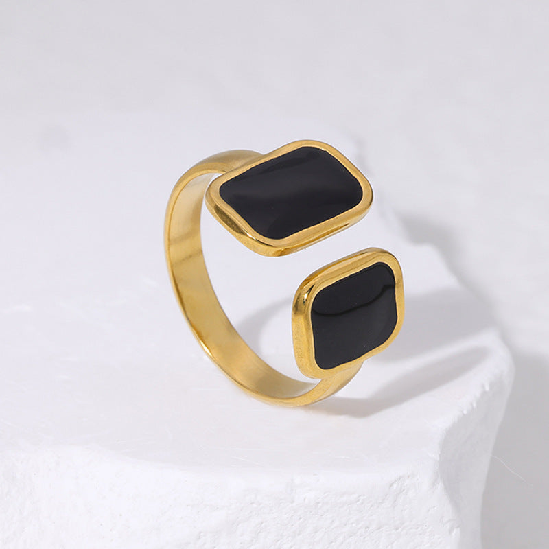 Women's Oil Dripping Open Fashionable Temperamental Gold Plated Titanium Rings