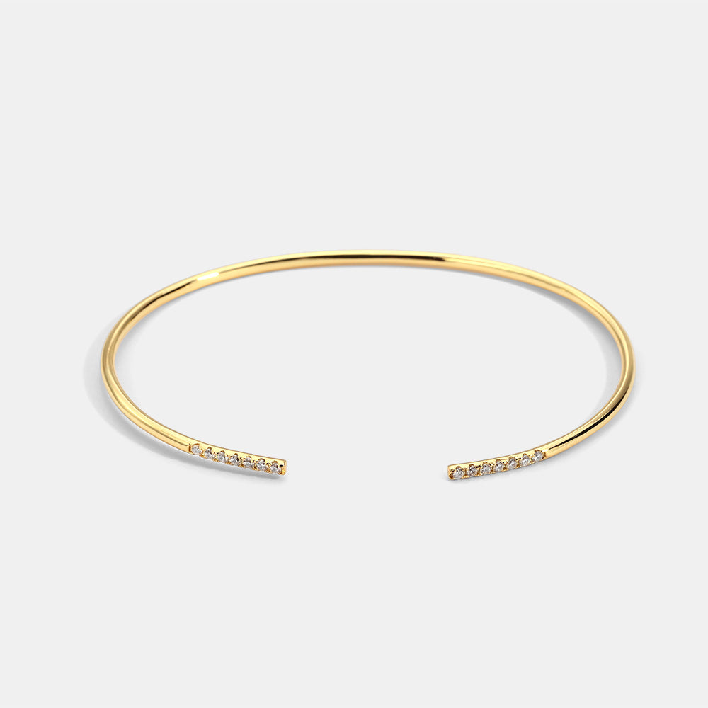 Opening Zircon Female Gold-plated Diamond Thin Bracelet