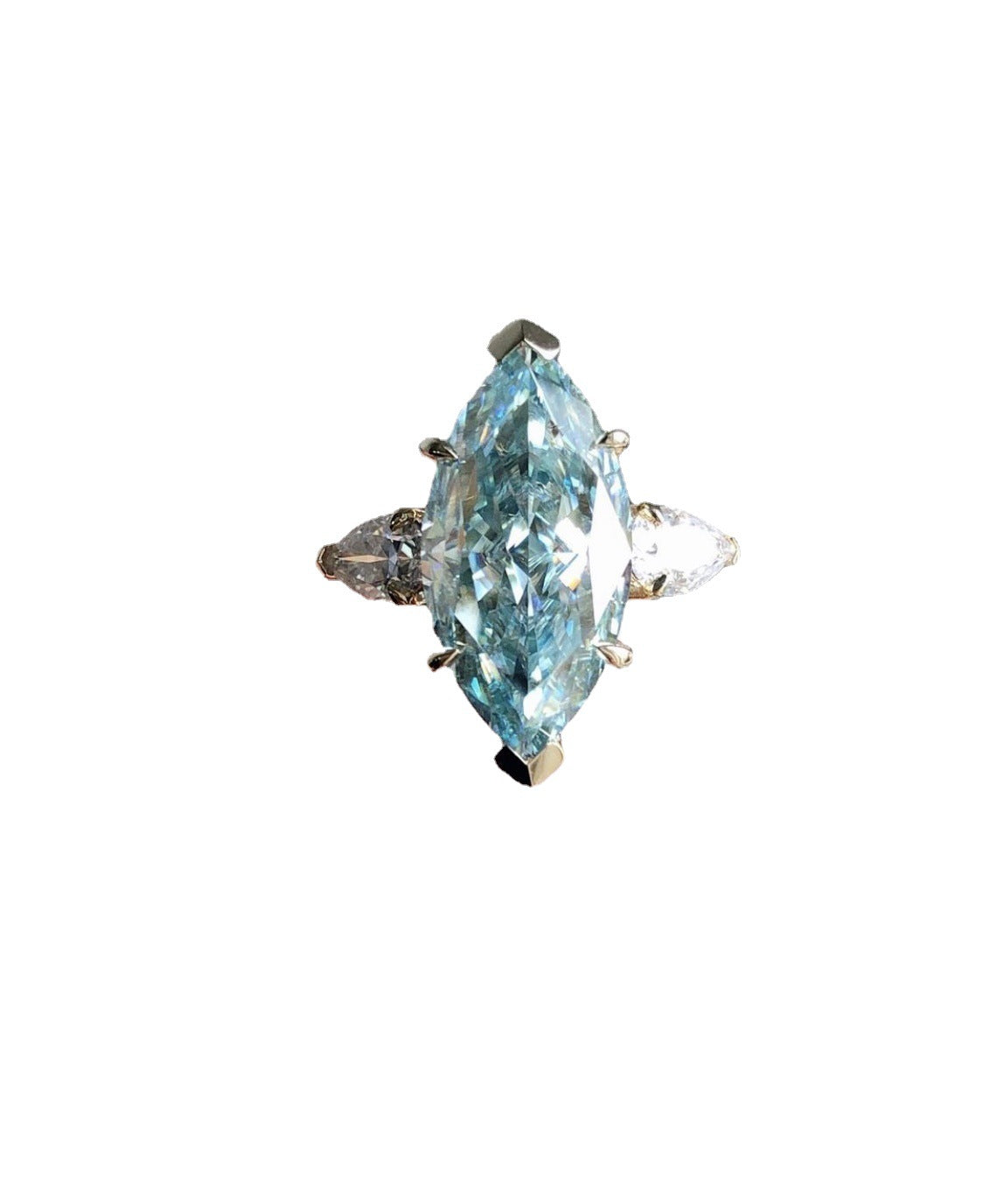 Popular Blue-green Horse Eye Zircon Pear-shaped Fashionable Rings