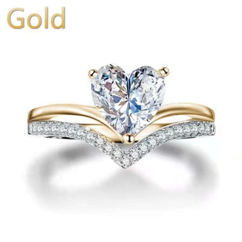 Simple Heart-shaped Zircon With Diamond Proposal Rings