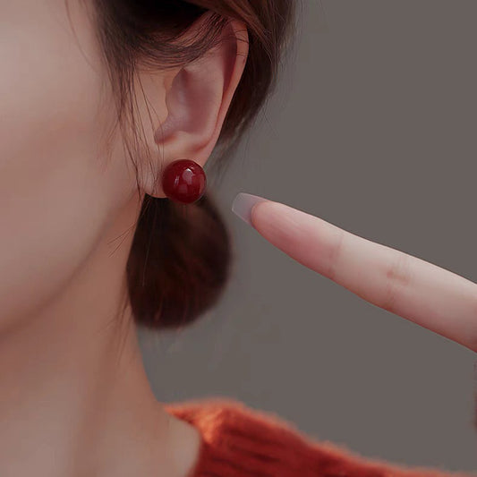 Cinnabar Female Life Red High Sense Earrings