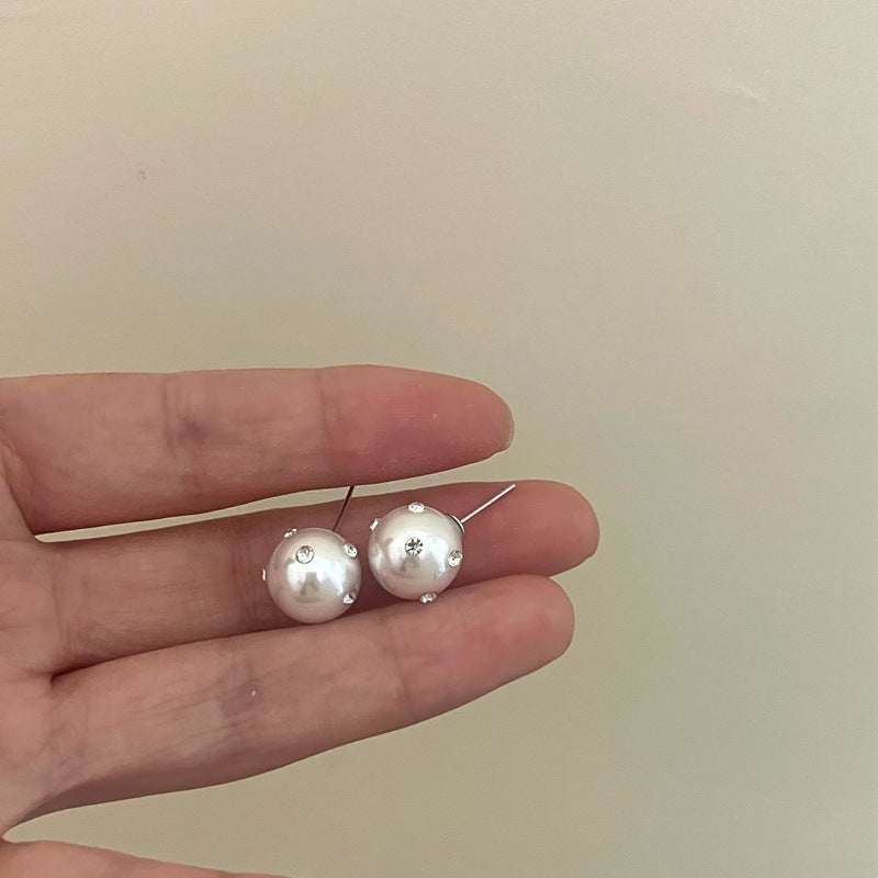 Style Rhinestone Pearl French Minority Elegant Earrings