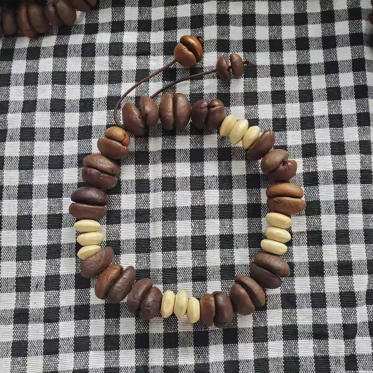 Coffee Bean Ebony Kitten Head Passion Fruit Seed Bracelets