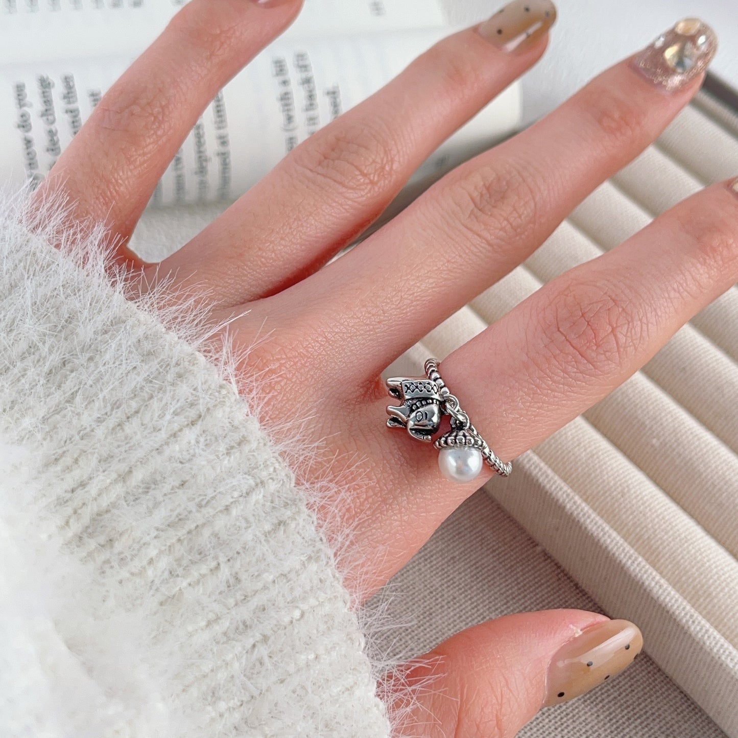 Women's Retro Style Cross With Skull Stitching Open Love Ring