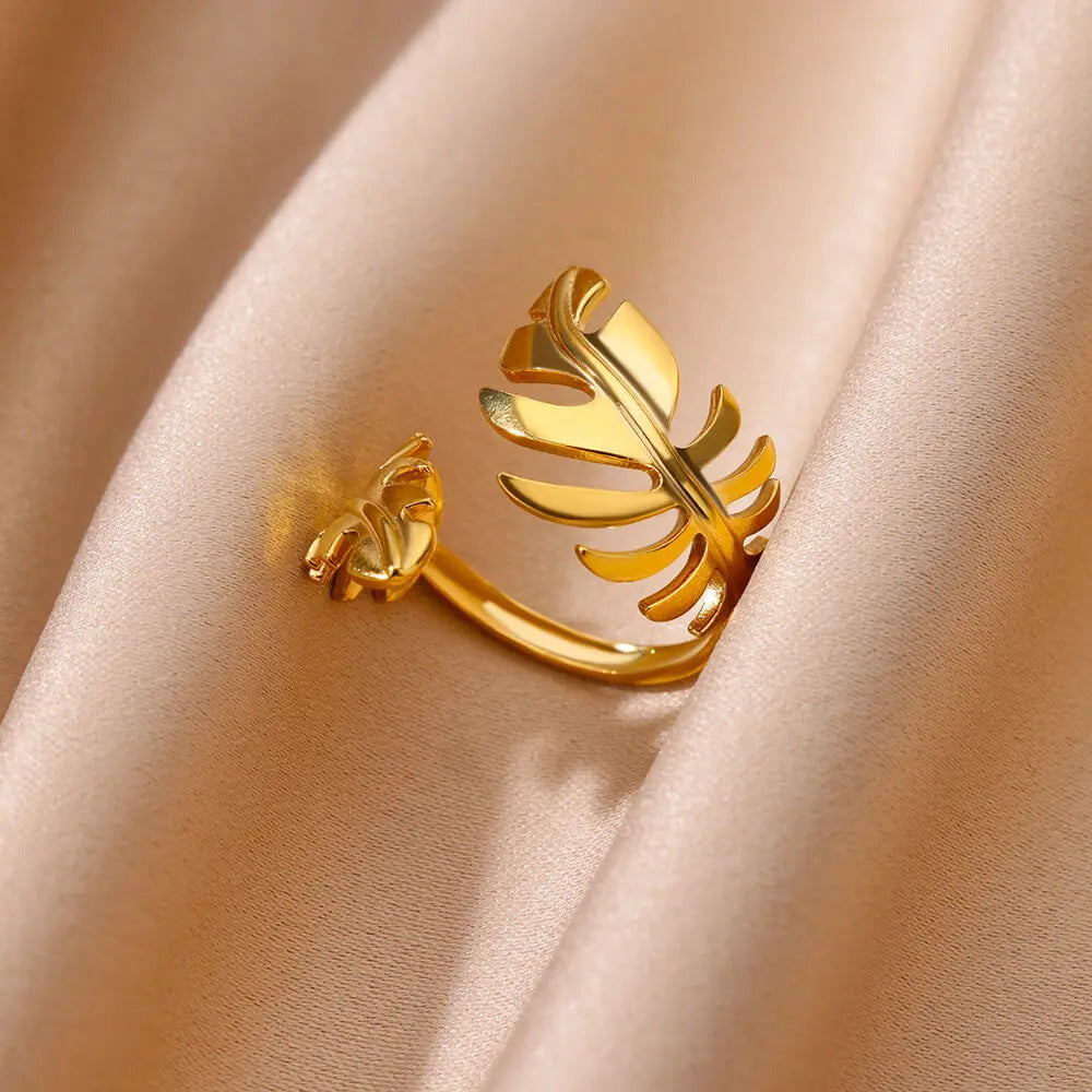 Women's Stainless Steel Butterfly Retro Popular Geometric Open Rings