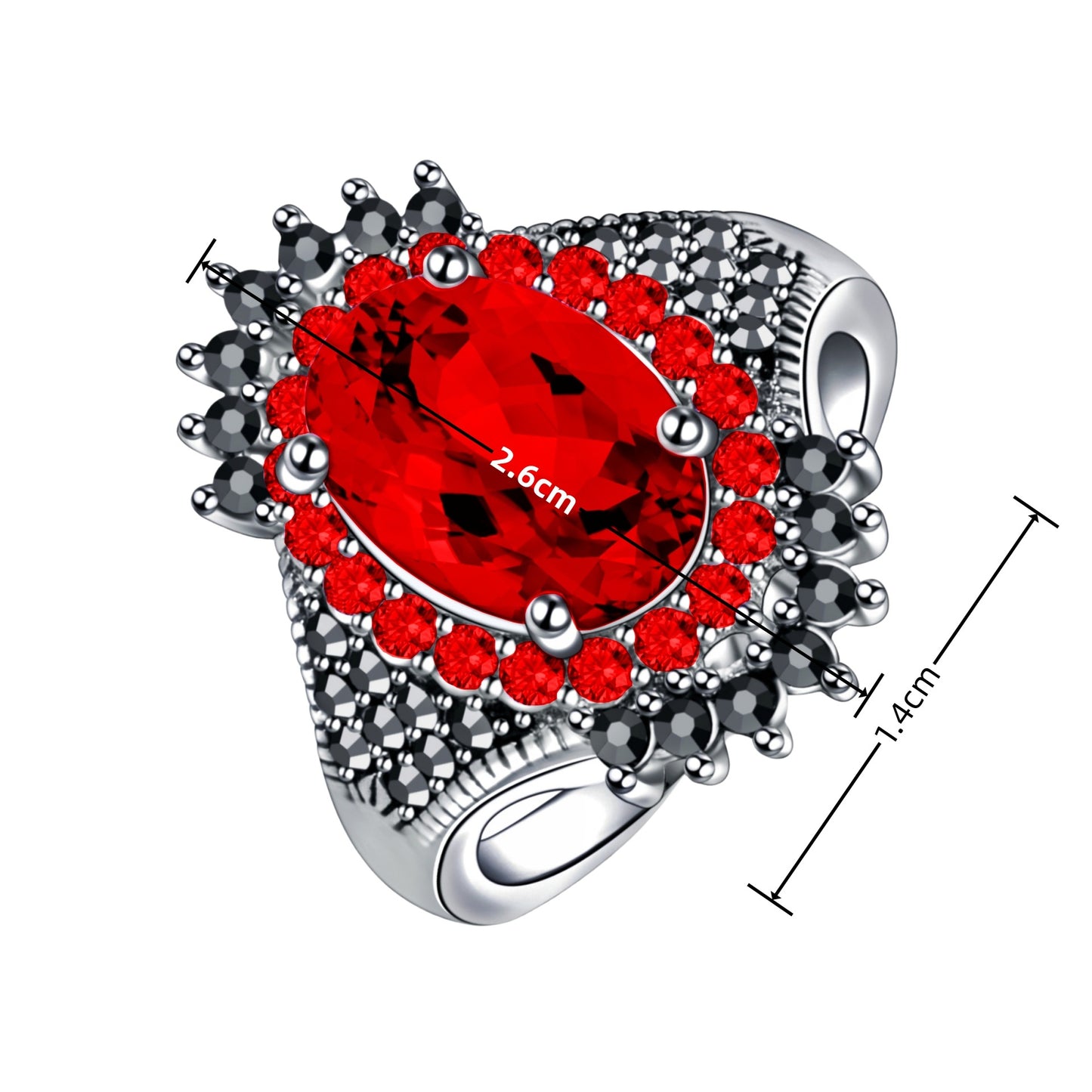 Vintage Thai Big Stone Pomegranate Jewelry Rings